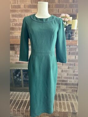 Boden Green Ottoman Ribbed Shift Pencil Career Dress US 8L Great Used Condition
